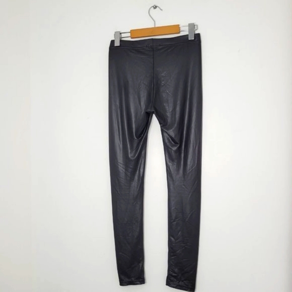 Antistar Black Faux Leather Classic Elastic Waist Leggings Size Small - Picture 2 of 8